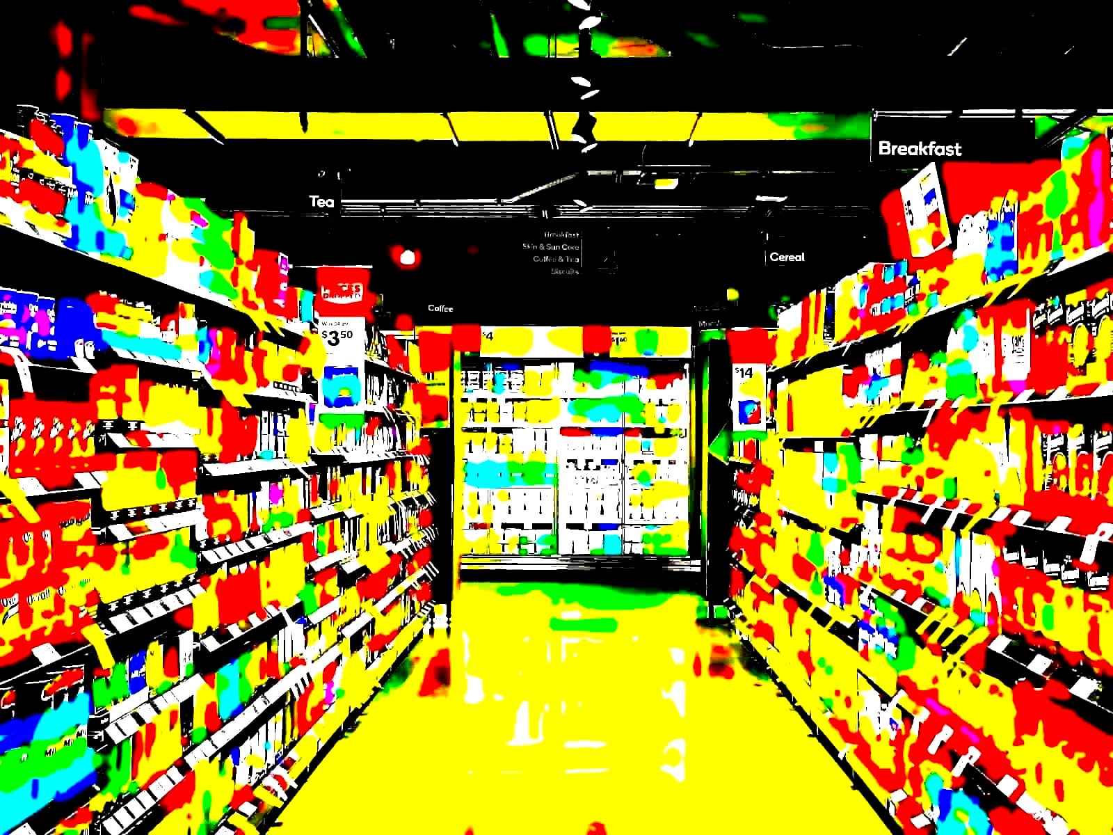 Consumer products on retail store shelves