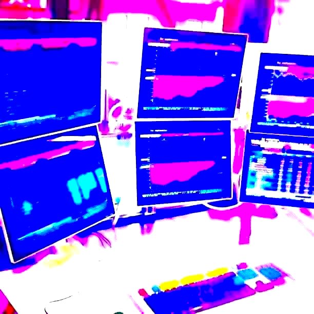 Stock market chart on a screen showing fund performance over time