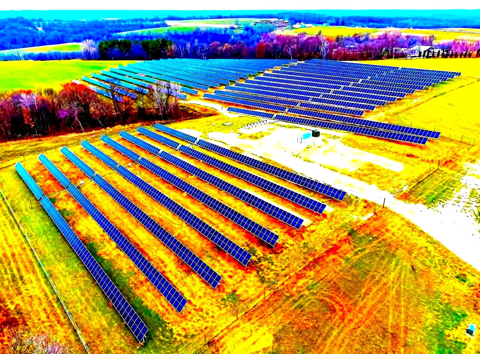 Solar installation on a building rooftop generating clean energy